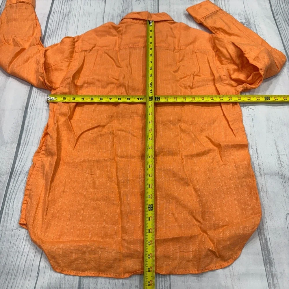 Tommy Bahama Button Shirt Small Orange Linen Mens Beach‎ Casual